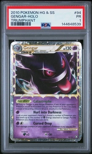 PSA 1 Gengar Prime 94/102 2010 Triumphant Ultra Rare Pokemon Card