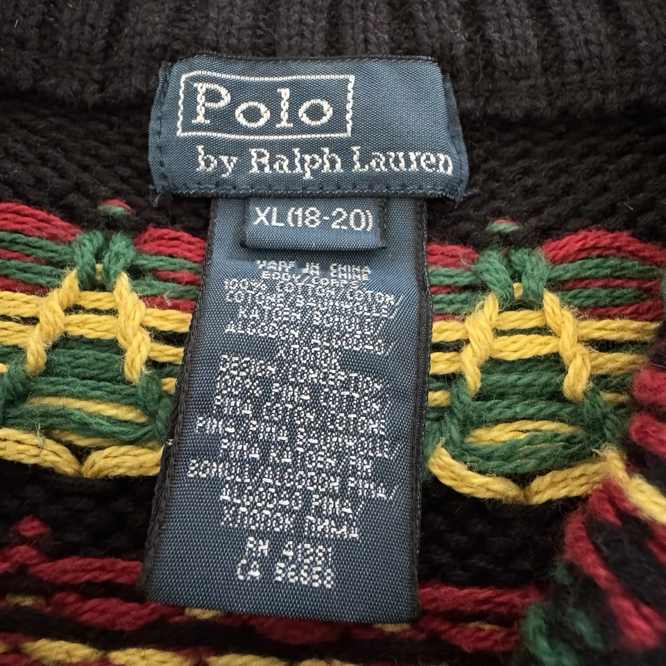 Polo Ralph Lauren Suéter Tejido Fair Isles Cuarto Cremallera Azteca Niño’s XL 18-20 Foto 4 de 4