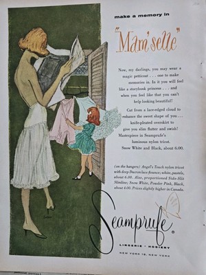 1956 Womens Seamprufe Mam'selle Half Slip Petticoat vintage lingerie Art ad
