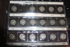 1916-1945 Mercury Dime Collection (76 Coins) - Near Complete Set No1916D, 42/1