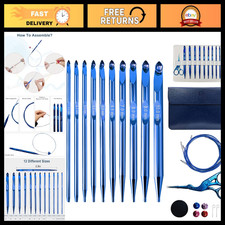 Interchangeable Tunisian Crochet Hooks Set - 26pcs Metal Knitting Needles Kit 3m