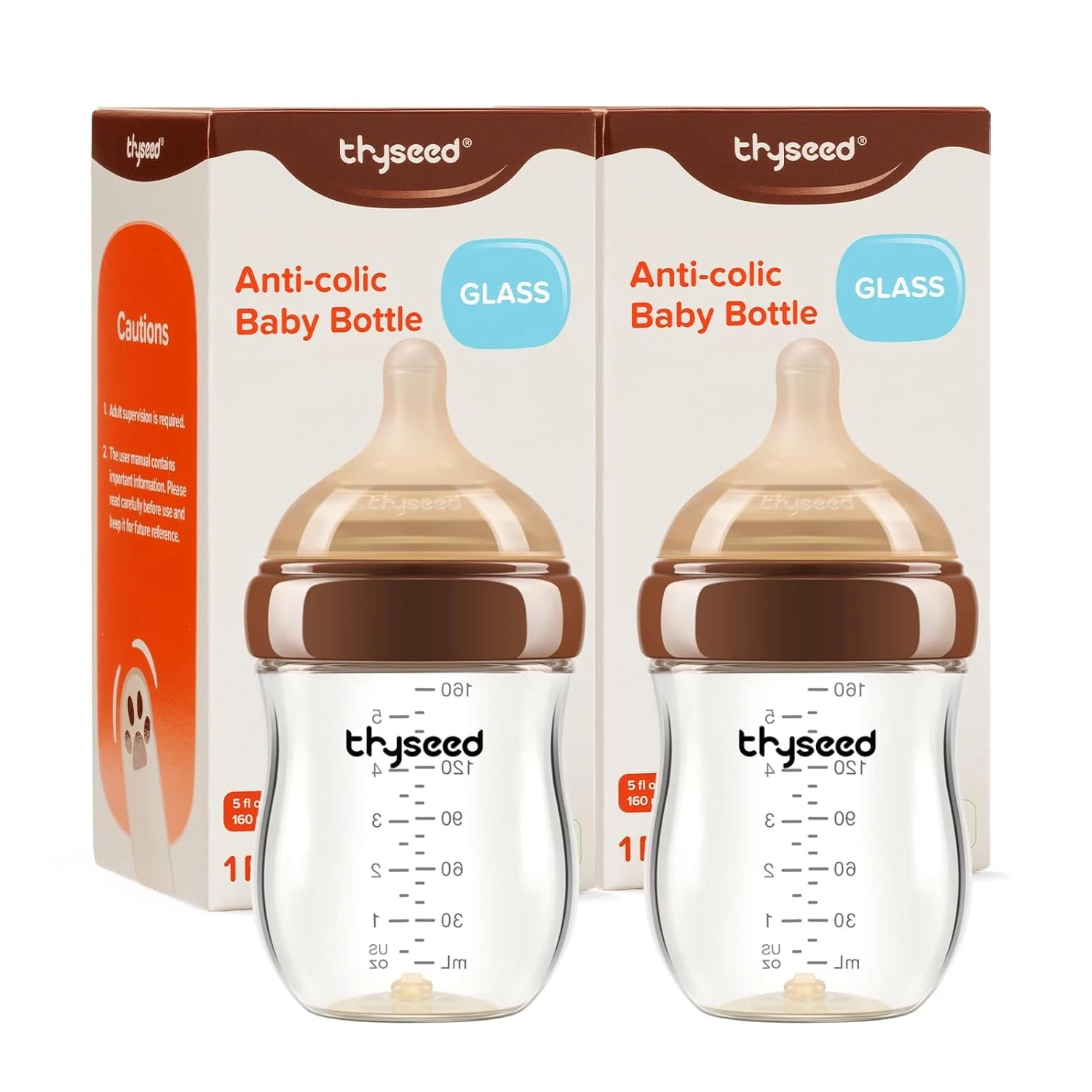 Anti-Colic Glass Baby Bottle Breastfed Infants Paced Feeding Breast-Like Newborn