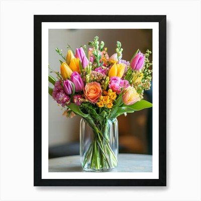 Tulpenstrauß 1 Kunstdruck Rahmen gerahmt Wandbild Poster Leinwanddruck Bild
