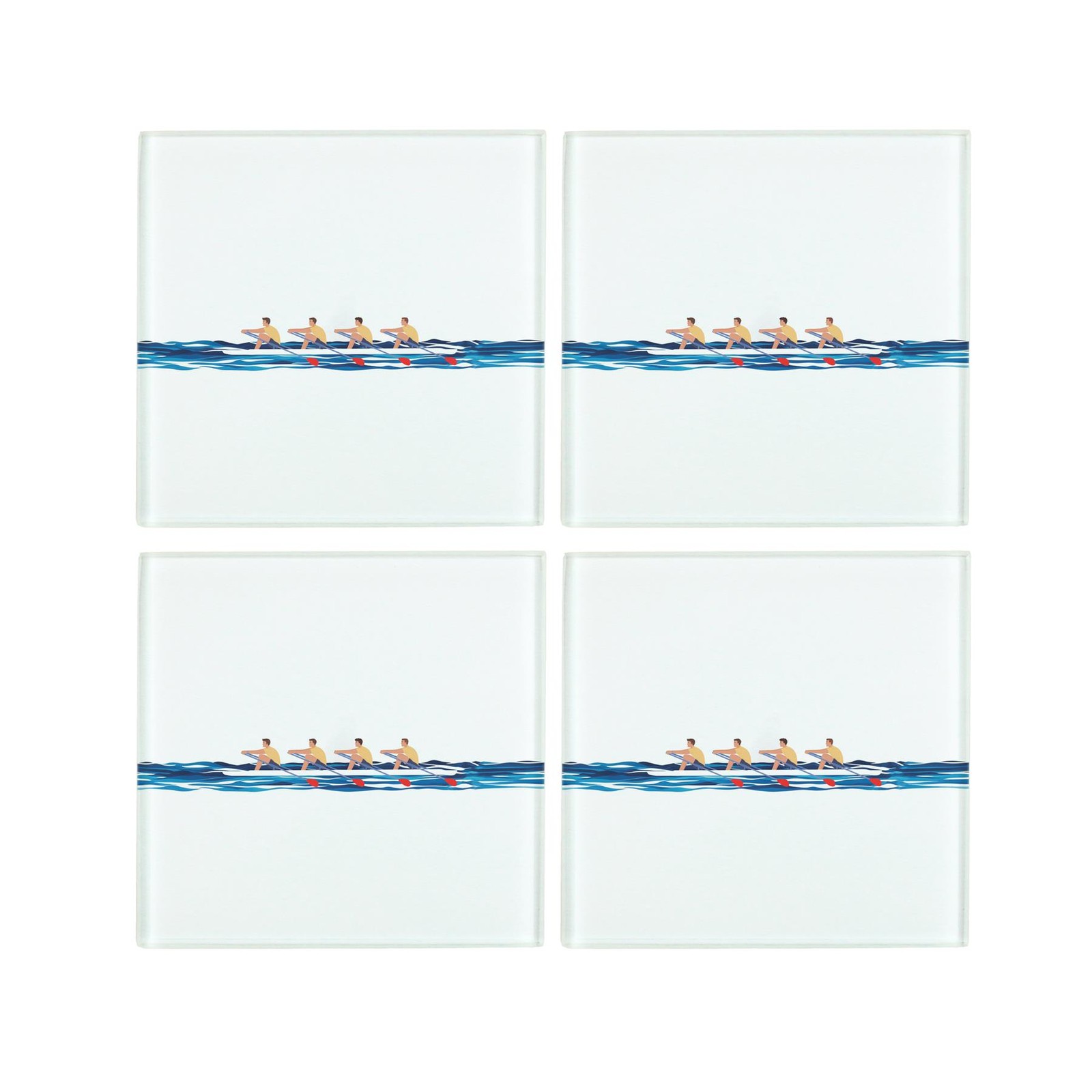 Rowing Coasters Set - Mens Watersports Glass Drinks Coasters Gift, Set of 4
