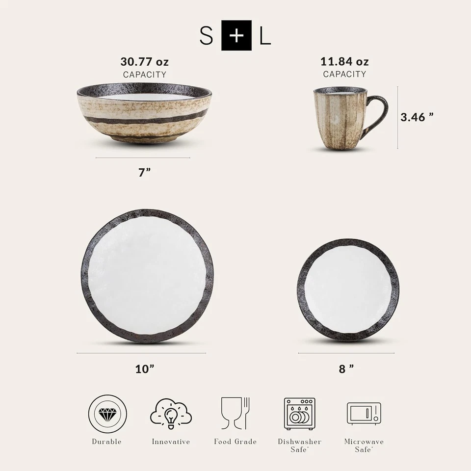 Juego de vajilla Stone Lain Lucy porcelana 16 piezas, servicio para 4 personas (caja abierta) Foto 2 de 4