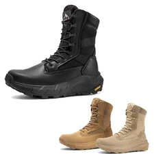NORTIV 8 Men's Tactical Military Work Boots Side Zipper Hiking Boots Wide Size