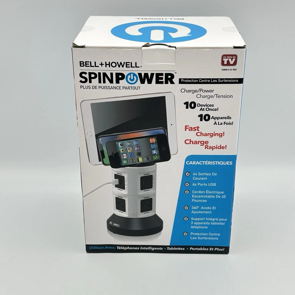 Bell + Howell 4-Outlets / 6 USB Spin Power - The Ultimate Smart Charging Station - Image 2 of 4