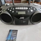 VTG JVC RC-EX26B Portable CD/Cassette Boombox AM/FM Radio Silver Tested Works VG