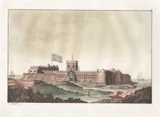 Ghana Cape Coast Castle Sklaverei Africa Aquatinta Radierung Ferrario 1820