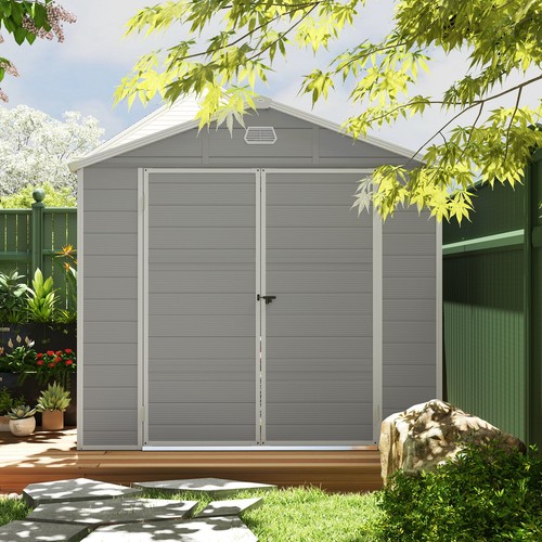 Outsunny 8x6ft Garden Shed Tool Storage w/ Foundation Kit Vent Recycled Material - Picture 8 of 11