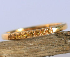 Anello fascia eternità in oro giallo massiccio 14 kt pietra preziosa...