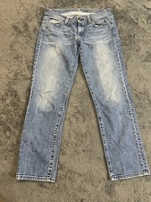 7 For All Mankind Denim Light Blue Jeans Size 27 Crop Straight Leg Mid-rise