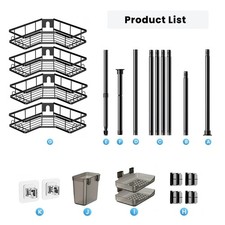 4-Tier Adjustable Telescopic Shower Rack, Corner Bathroom Shelf & Shower Caddy,