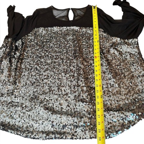 Torrid Mesh And Sequin Top Long Sleeve Blouse Womens Size 4X Black - Picture 14 of 14