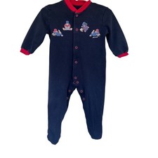 Marks  Spencer Paddington Bear Baby Footed Sleeper 3-6 Months Navy Blue Unisex