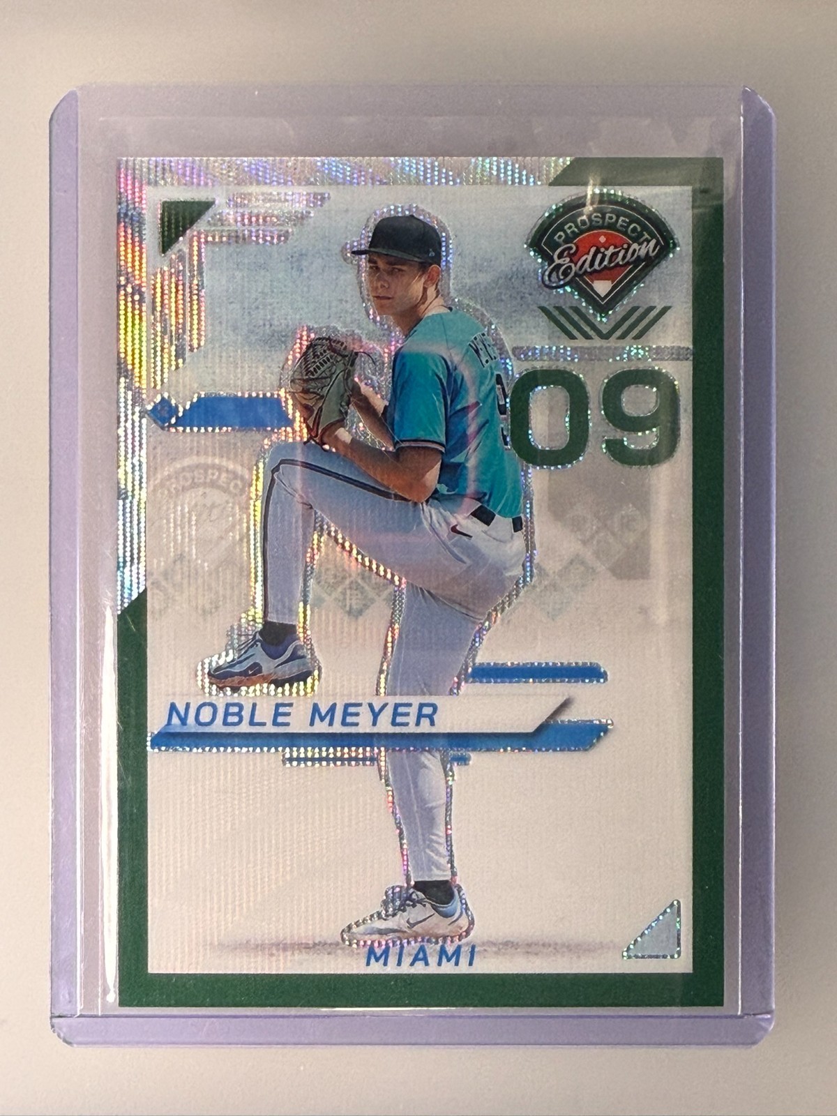 Noble Meyer - 2025 Panini Prospect Edition - Green Wave Holo Ticket /75 (49/75)