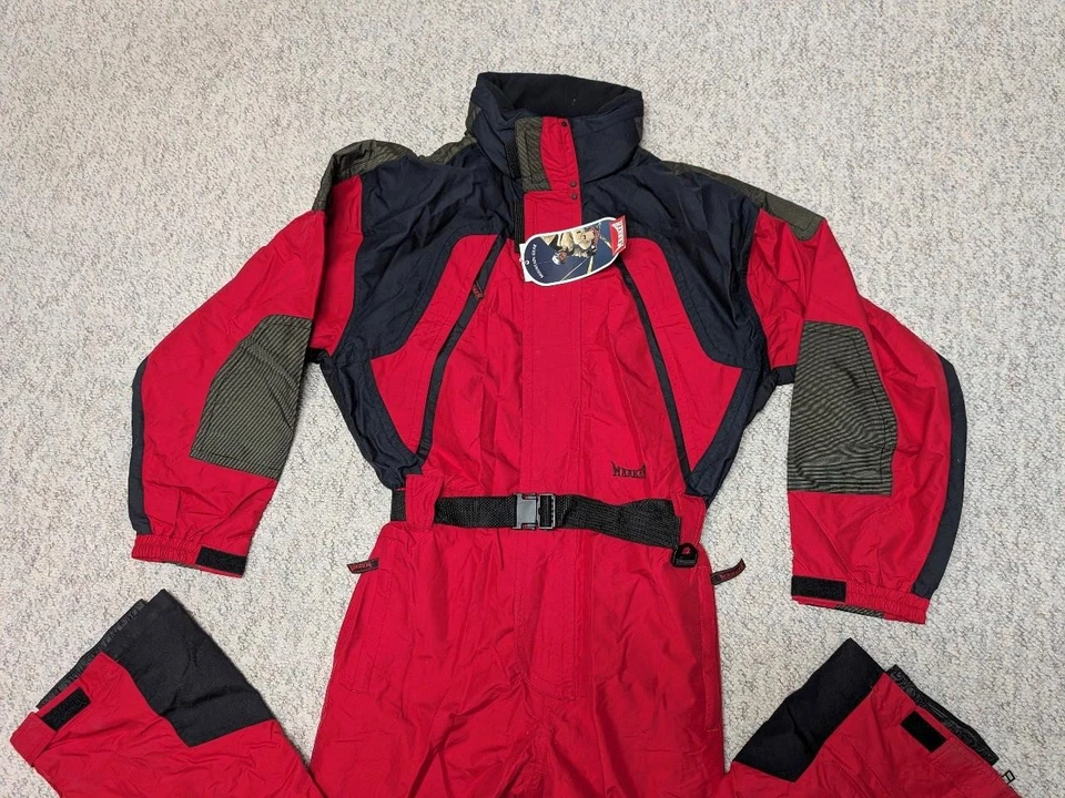 老式 MARKER 雪地服 1 件滑雪板 M 红色/黑色 2002 年奥运会盐湖城 — 第 4/4 张图片