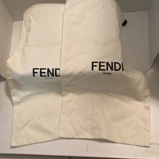 AUTHENTIC FENDI ROMA DUST BAG IVORY COTTON WITH DRAWSTRING CLOSURE 18"L X 9"W