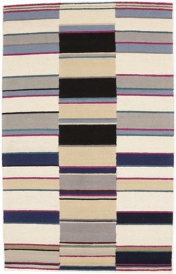 Kids Room Modern Rug Multicolor Stripes 5X8 Hand-Tufted Contemporary Wool Carpet