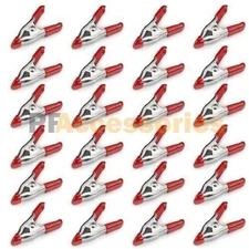 24x 2 inch Mini Metal Spring Clamps w/ Red Rubber Tips Tool LOT of 24 Pcs Pack