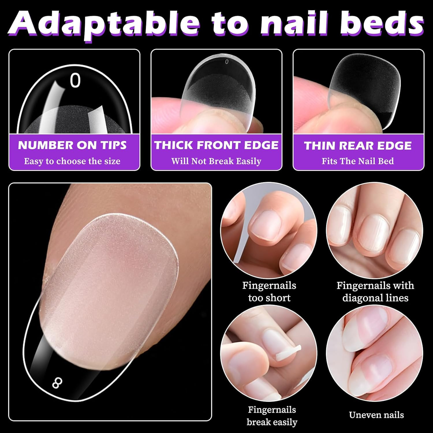 360Pc Extra Short Oval Nail Tips Clear Fake Nails XS round Almond Gel Nail Tips 