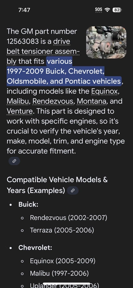 Tensor de correa de transmisión genuino GM 12563083 Foto 2 de 4