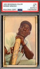 Minnie Minoso Mint 9 PSA DNA Vintage Signed 1953 Bowman Color Autograph