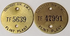 VINTAGE TERNSTEDT G.M.C. GENERAL MOTORS FLINT MI. PLANT BRASS ADVERTISING TAG