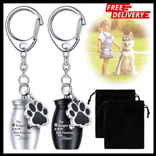 2 Pcs Pet Dog Urns Keychain for Ashes with 2 Storage Bags Small Cat Cremation Ke