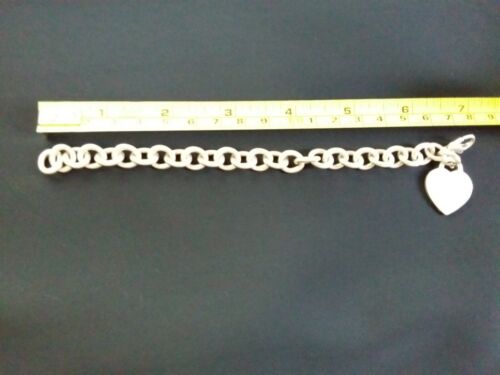 Authentic Tiffany & Co Sterling Silver 925 Heart Tag Bracelet 7" - Picture 8 of 8