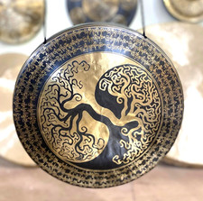 40 Cm Tree Of Life Carving-Tibetan Stunning Sound Healing Gong From Nepal-Chakra
