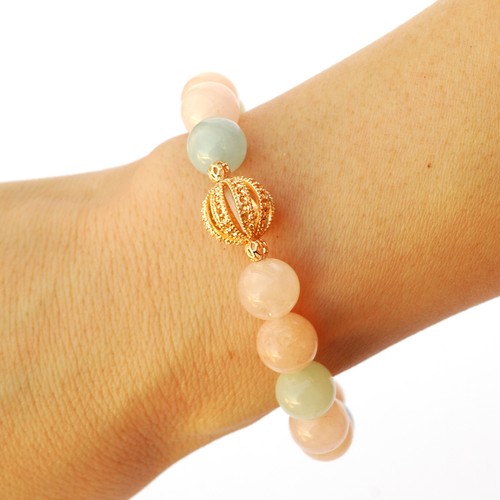 Individuelles Naturstein Armband - Morganit mit Roségold Akzent Perlen - Bild 2 von 6
