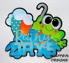 CRAFTECAFE RAINY DAY FROG KID TITLE premade paper piecing scrapbook diecut PIECE