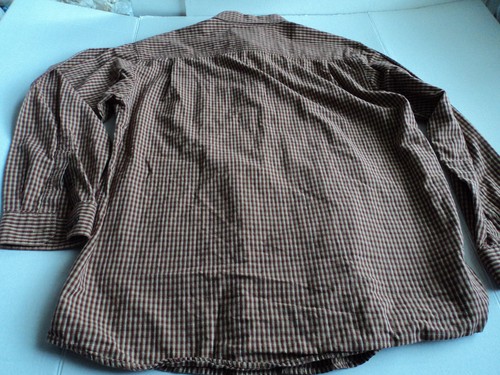 COLUMBIA XLARGE DARK BROWN WHITE REDISH PLAID BUTTON DOWN SHIRT 100% COTTON - Picture 7 of 10