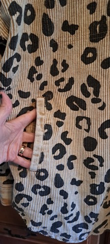 Bibi Shacket Leopard Print Oversized Corduroy Vintage Sun Washed LRG Top Leopard - Picture 4 of 10
