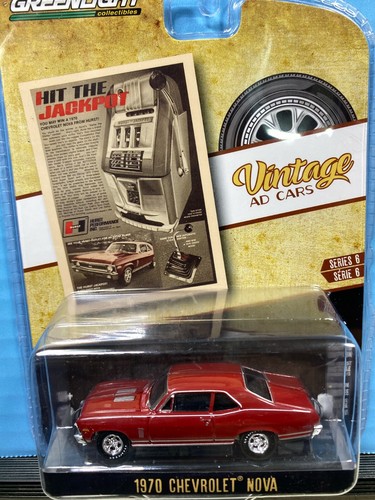 1/64 GREENLIGHT VINTAGE AD CARS 1970 CHEVROLET NOVA SS DARK RED - 第 1/2 張圖片