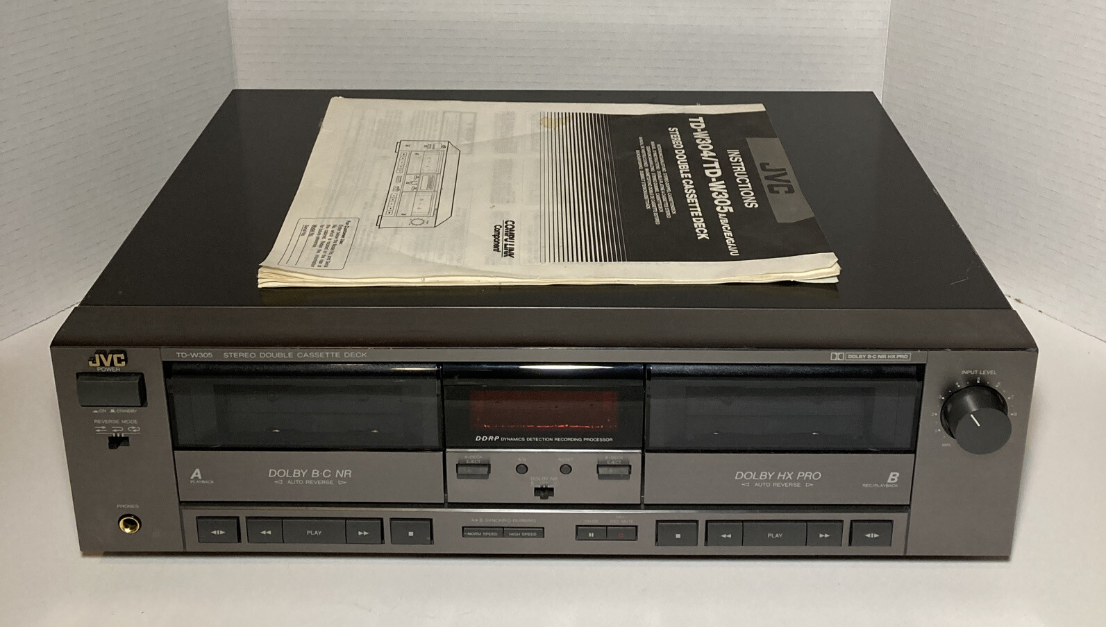 JVC TD-W305 Stereo Dual Double Cassette Deck With Manual Tested and Works