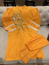 2pc NWT Agha Noor Pakistani/Indian Fancy Yellow Sold Out Online Large
