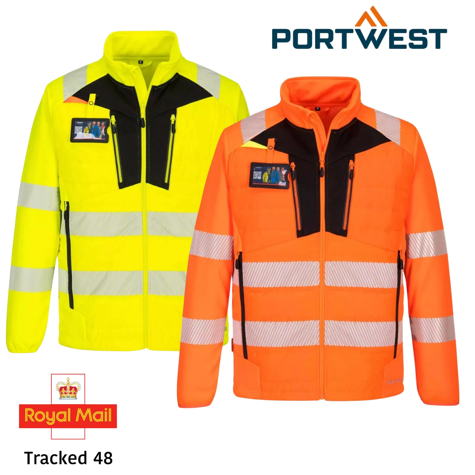 Portwest DX4 Hi-Vis Hybrid Baffle Winter Jacket Padded Heat segmented Work Coat