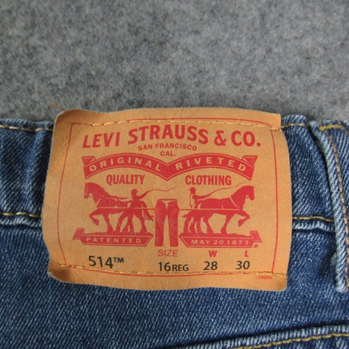 Levis Jeans Boys 16 Reg 28x30 Blue 514 Performance Straight Medium Wash Denim - Picture 13 of 19