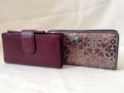 Lot of 2 - Brighton & Rolfs Checkbook Leather Wallet