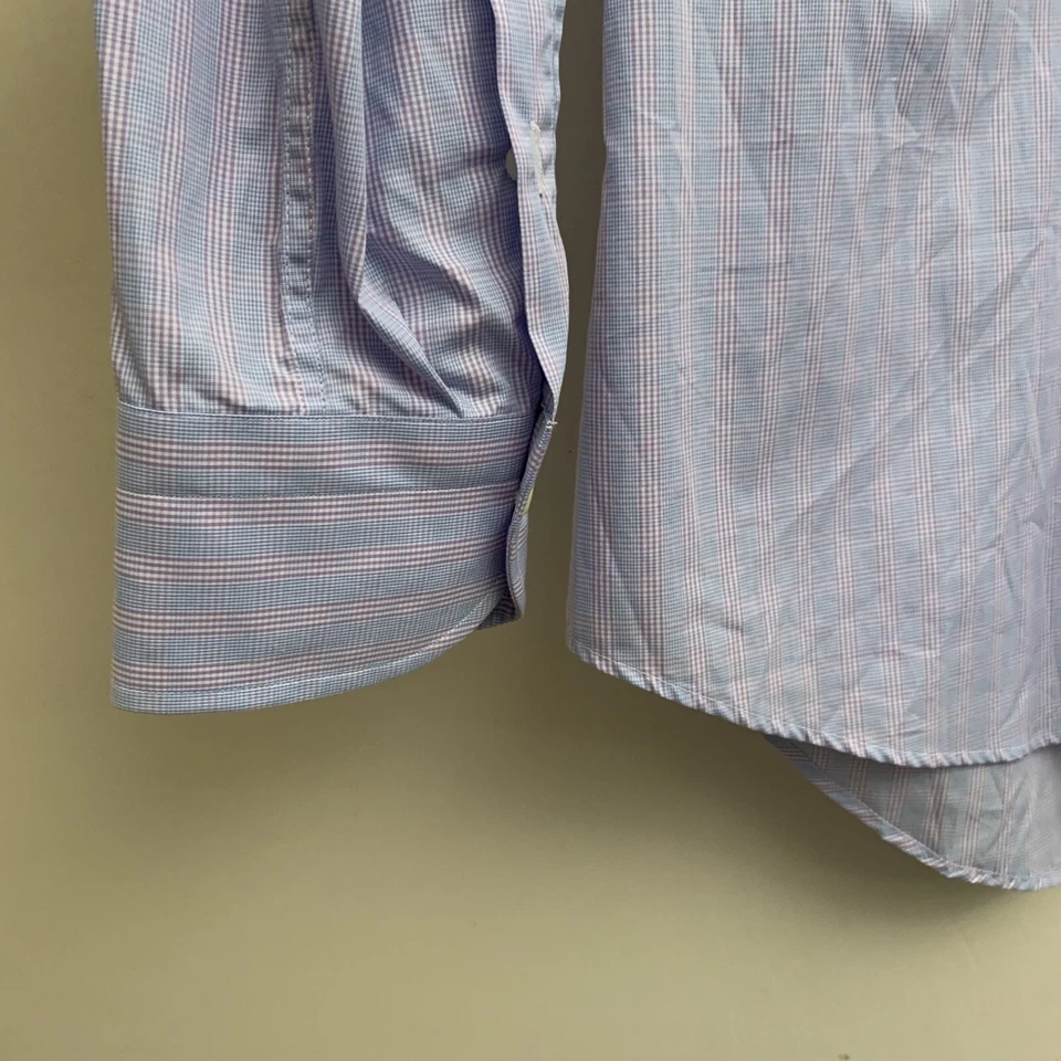 Ledbury 男式纽扣修身 42 胸蓝色粉红色支票 — 第 3/4 张图片