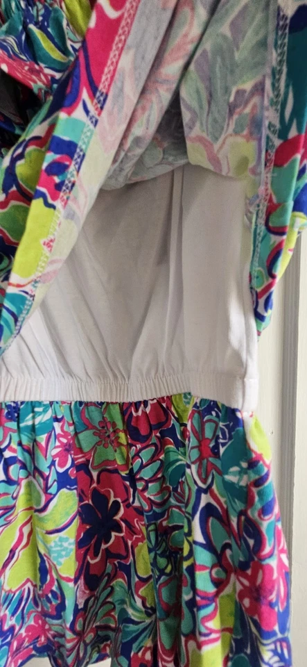 NUEVO CON ETIQUETAS NAUTICA Niña Talla Pequeña (7) Floral Hombro Descubierto Mameluco Foto 4 de 4