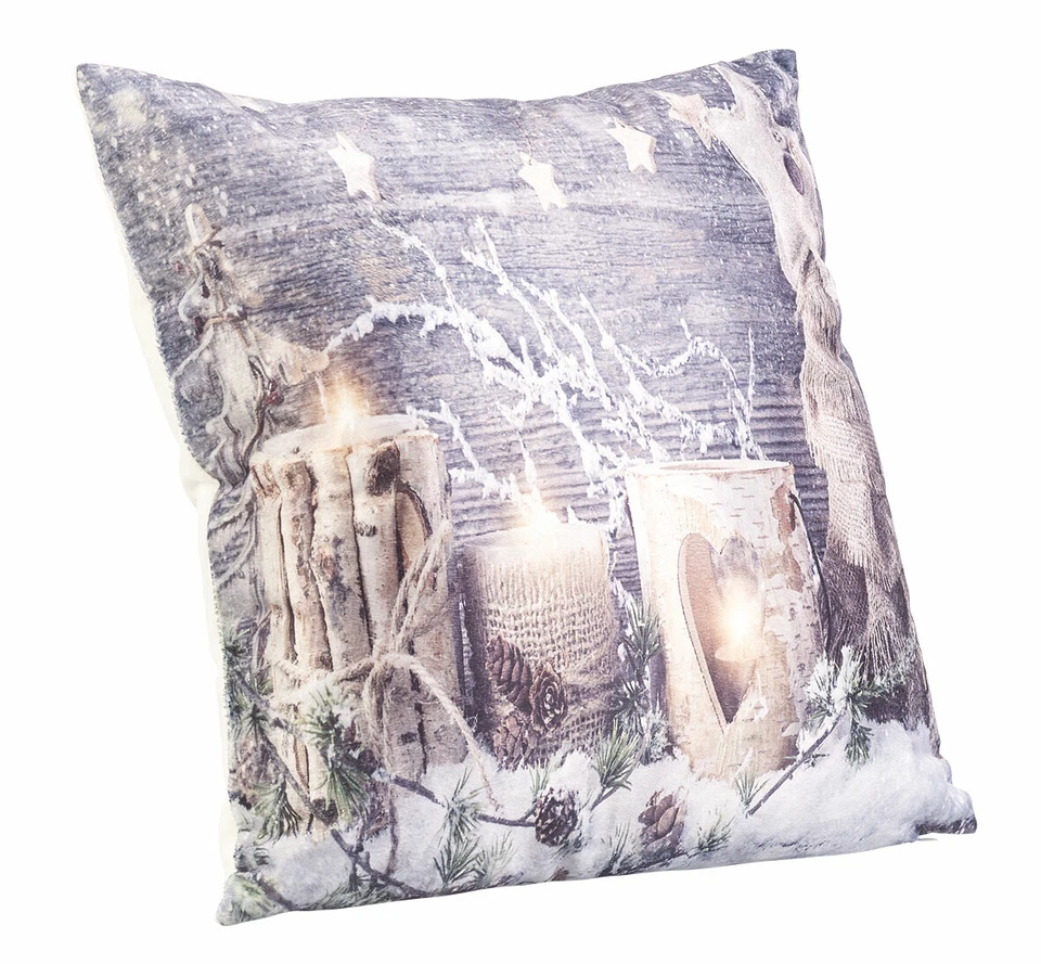 Coussin décoratif à 3 LED motif bougies - 45 x 45 cm - Infactory - Photo 3/3