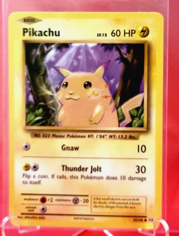 Pikachu Lv.12 60HP 2016 Collectible Trading Card No. 35/108 Pikachu Lv.12 60HP 2016 Collectible Trading Card No. 35/108