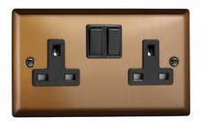 Varilight XY5B.BZ Urban Brushed Bronze 2 Gang Double 13A Switched Plug Socket