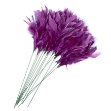 Bulk Package of 12 Purple Beaded Feather 14" Sprays