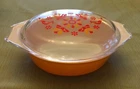 Vintage PYREX Casserole Dish 043  1.5 Qt  Friendship Orange with Clear Lid VGC