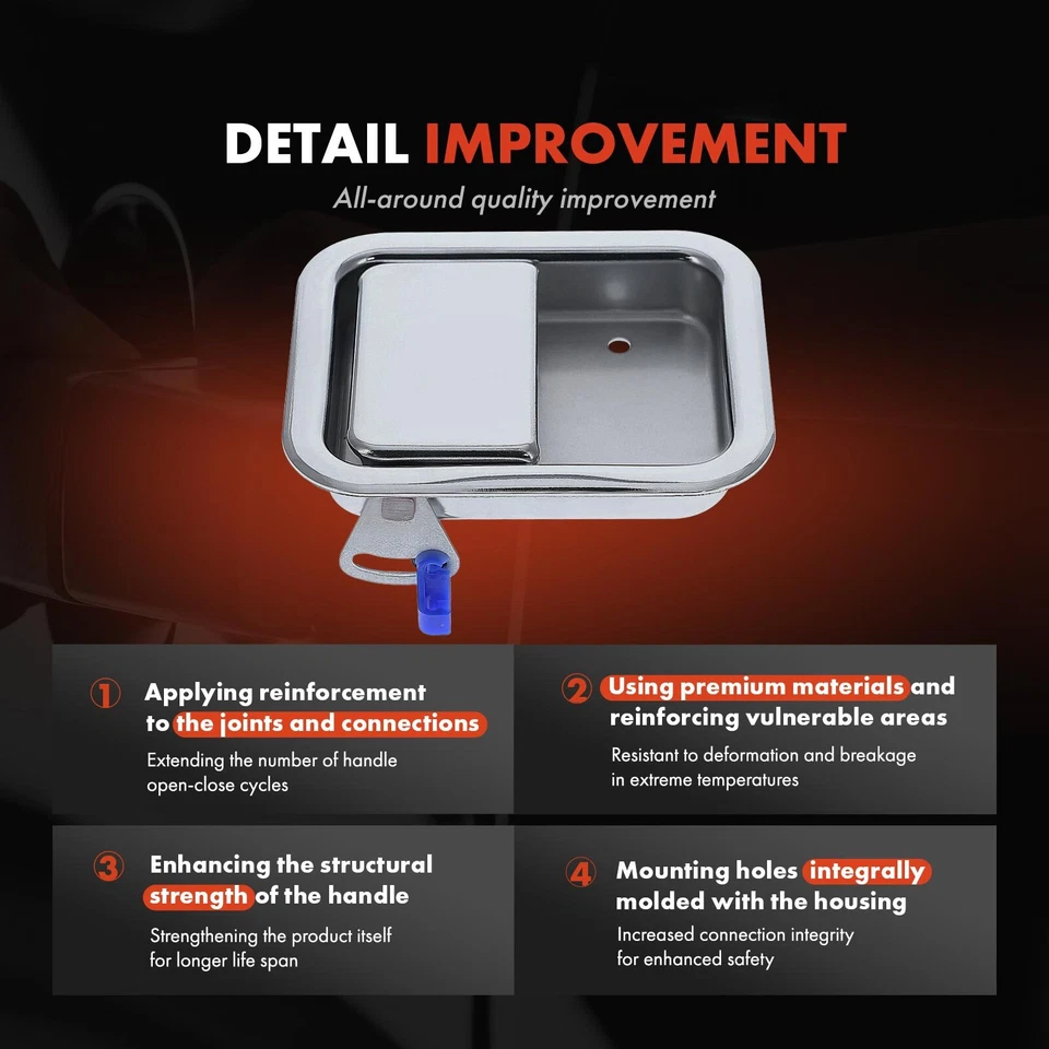 Manija de puerta interior cromada para Western Star 4900 4900E 2002 4900EX lado del conductor Foto 3 de 4