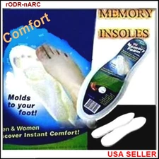 Pair Memory Foam Insoles Shoe Comfort Unisex Size Feet Pad Cushion Heel Shock FS
